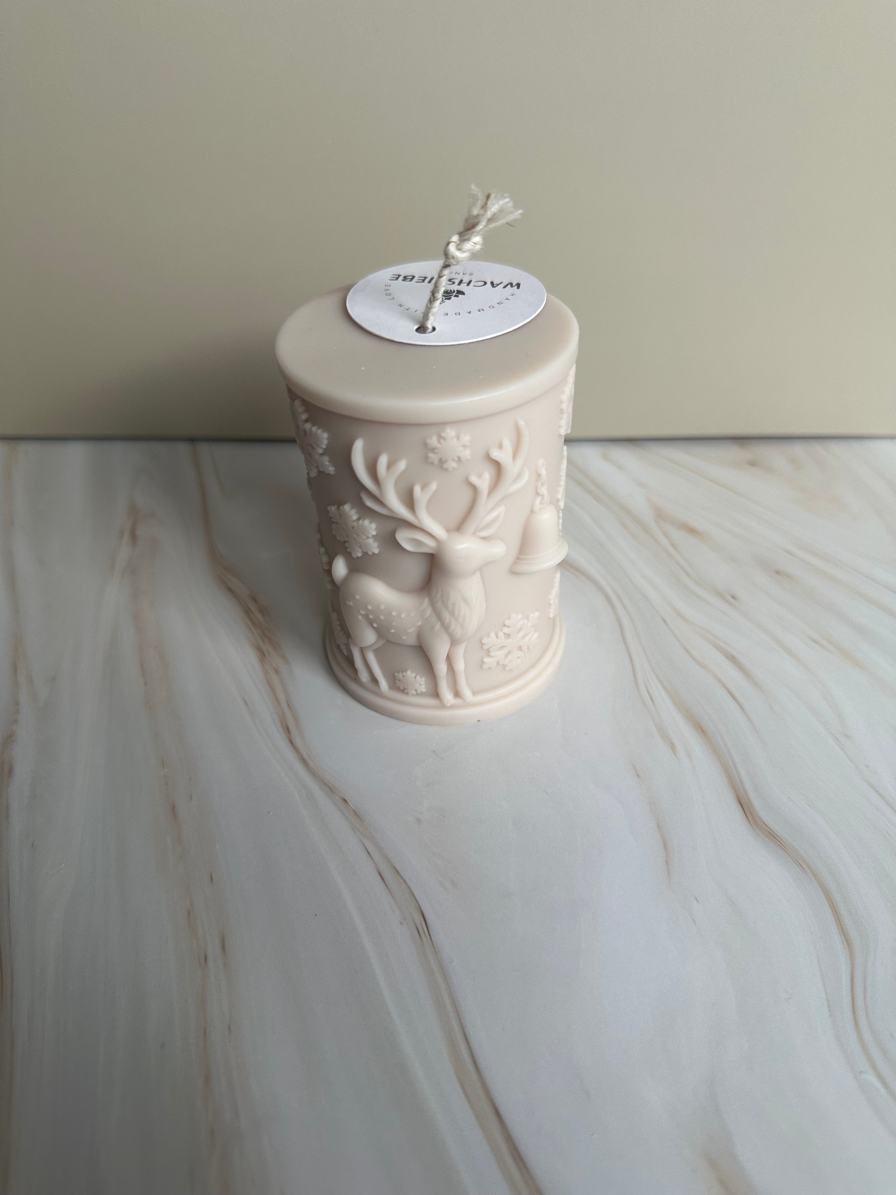 Kerze mit Reh Muster